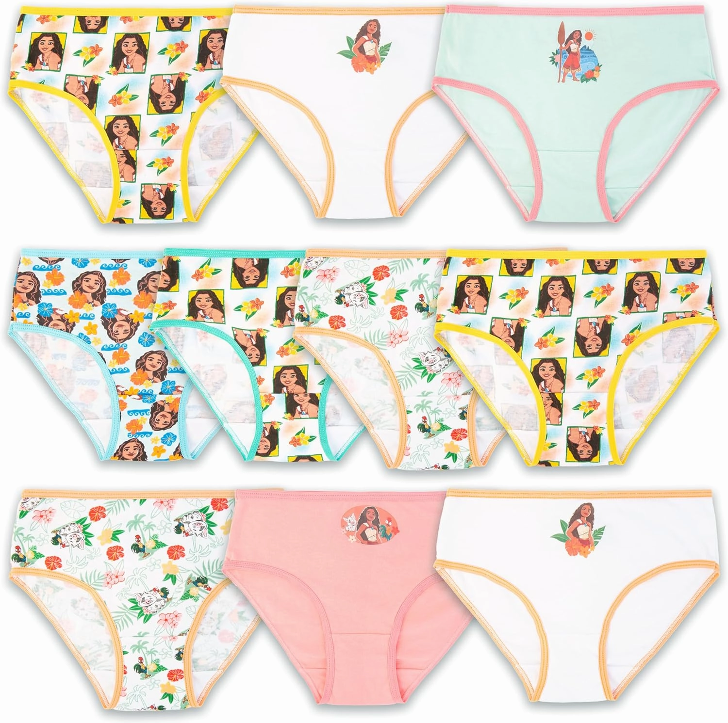 Disney Girls' Exclusive Moana 100% Combed Cotton Underwear Available in Sizes 2/3t, 4t, 4, 6, & 8