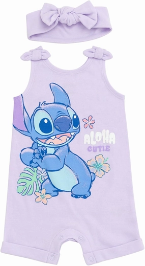 Disney Minnie Mouse Winnie the Pooh Lion King Lilo & Stitch Simba Romper and Headband Newborn to Toddler