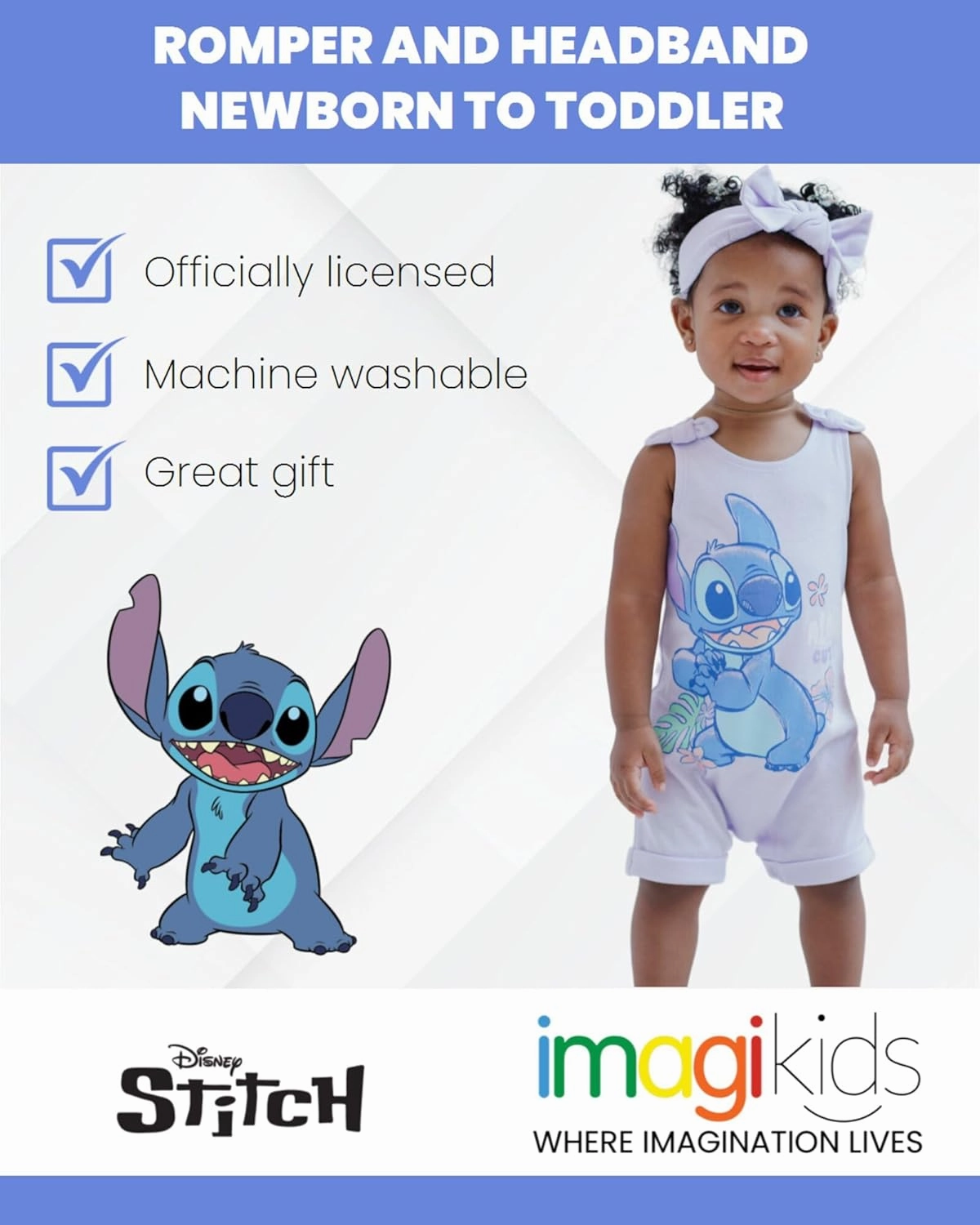 Disney Minnie Mouse Winnie the Pooh Lion King Lilo & Stitch Simba Romper and Headband Newborn to Toddler