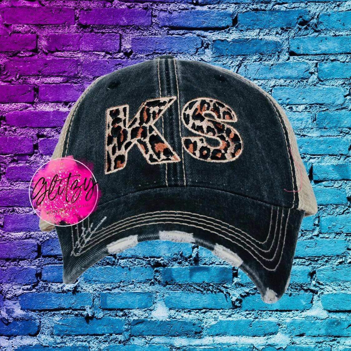 DISTRESSED LEOPARD STATE BALL CAP'S