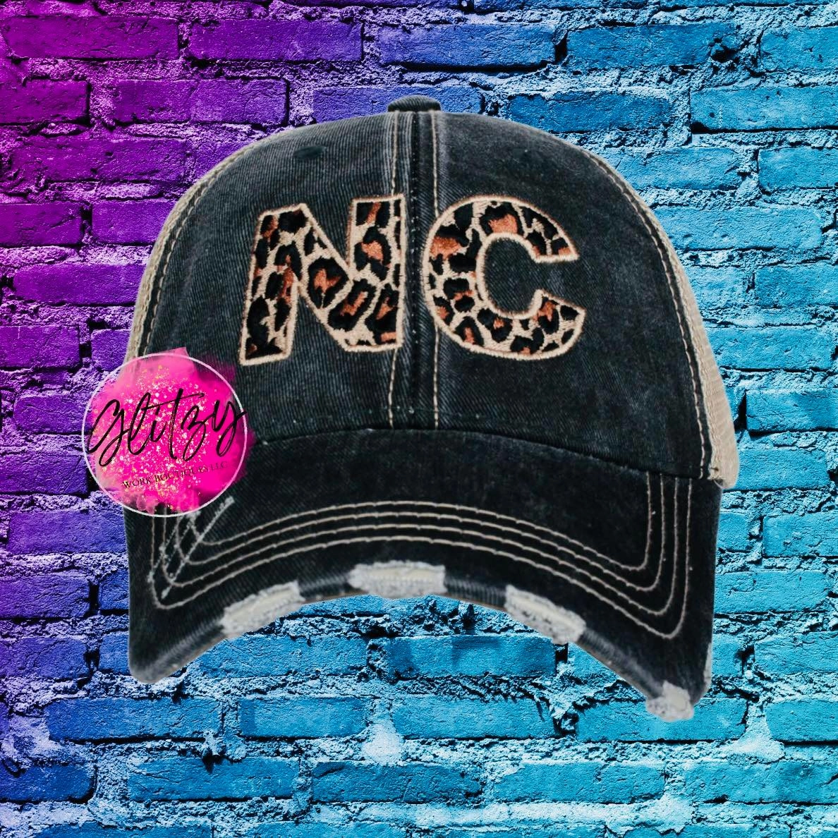 DISTRESSED LEOPARD STATE BALL CAP'S