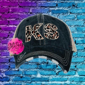 DISTRESSED LEOPARD STATE BALL CAP'S
