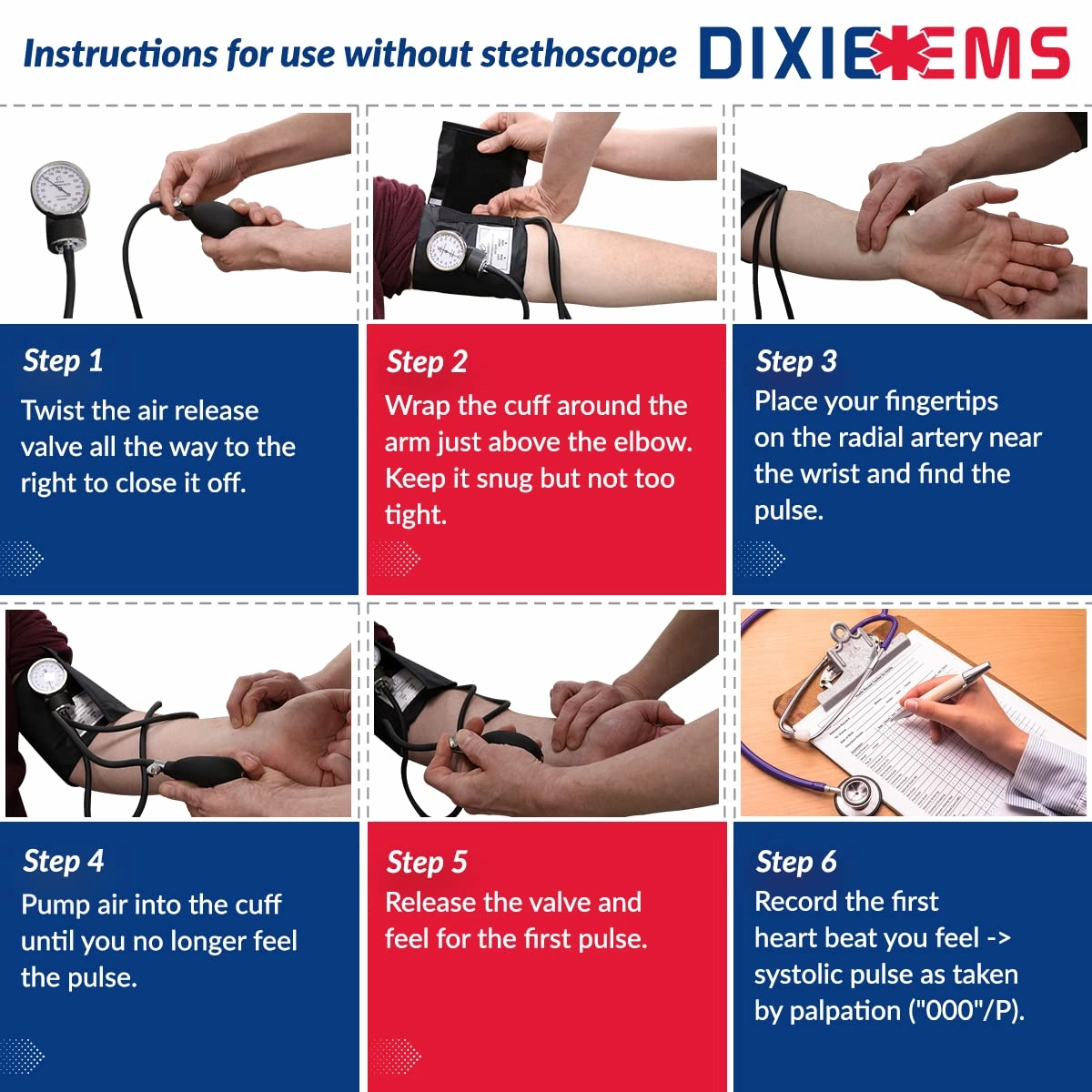 Dixie EMS Blood Pressure and Sprague Stethoscope Kit - Royal Blue