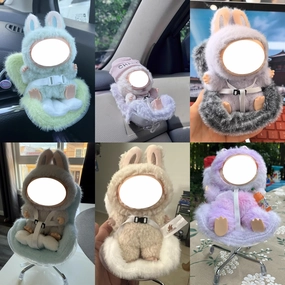 Doll Car Seat Compatible with Labu 3.0, 10-17cm Dolls Accessories Car Seat with Air Vent Clip and Desktop Stand, Cute Car Ornament for Doll Fans and Collectors
