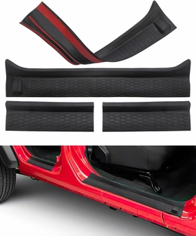 Door Sill Guards Kit for Gladiator JT Wrangler JL 4 Doors 2018-2024, Door Entry Guard Protector Accessories - Black Entry Scuff Plate Cover (4pcs Set)