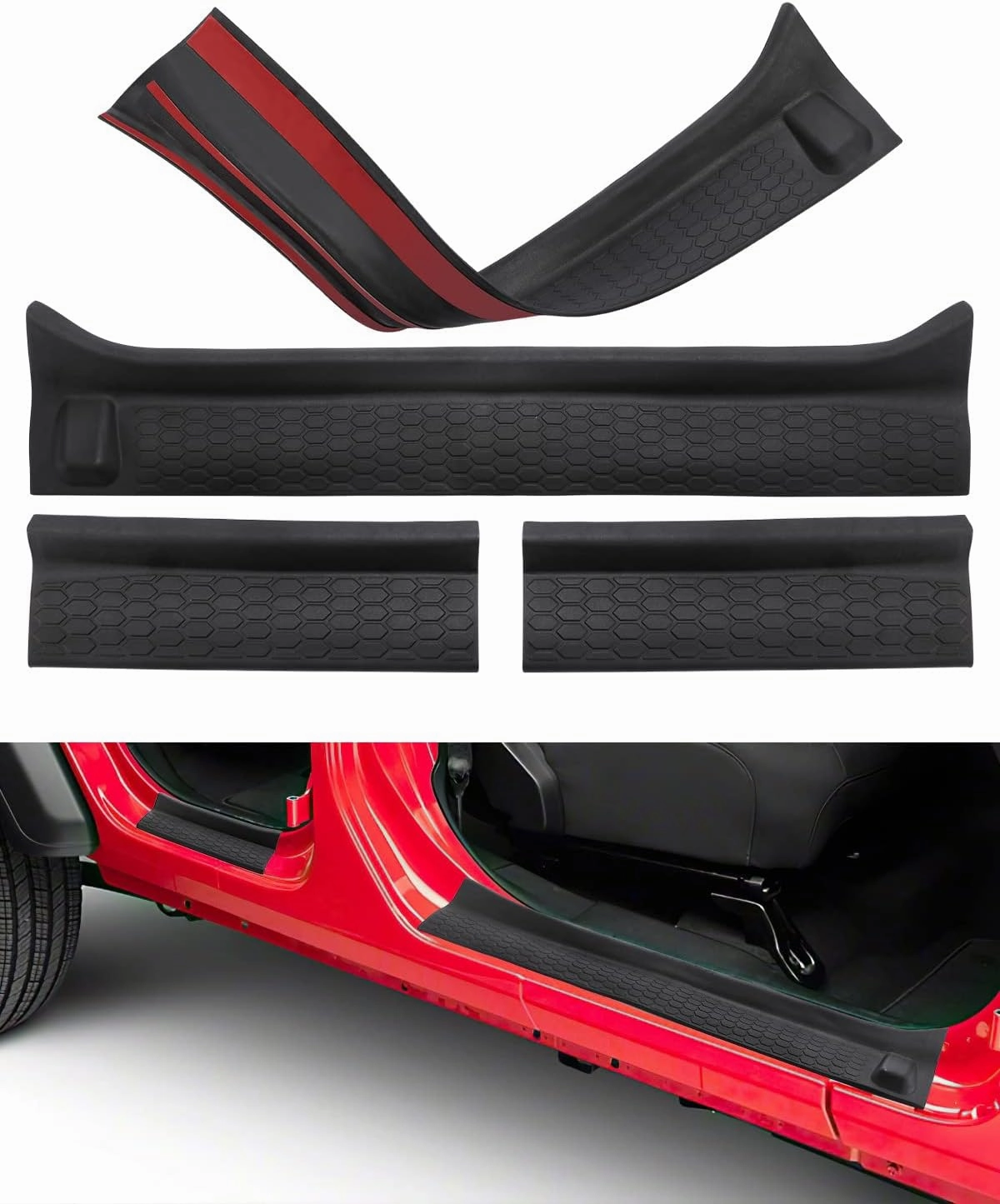 Door Sill Guards Kit for Gladiator JT Wrangler JL 4 Doors 2018-2024, Door Entry Guard Protector Accessories - Black Entry Scuff Plate Cover (4pcs Set)