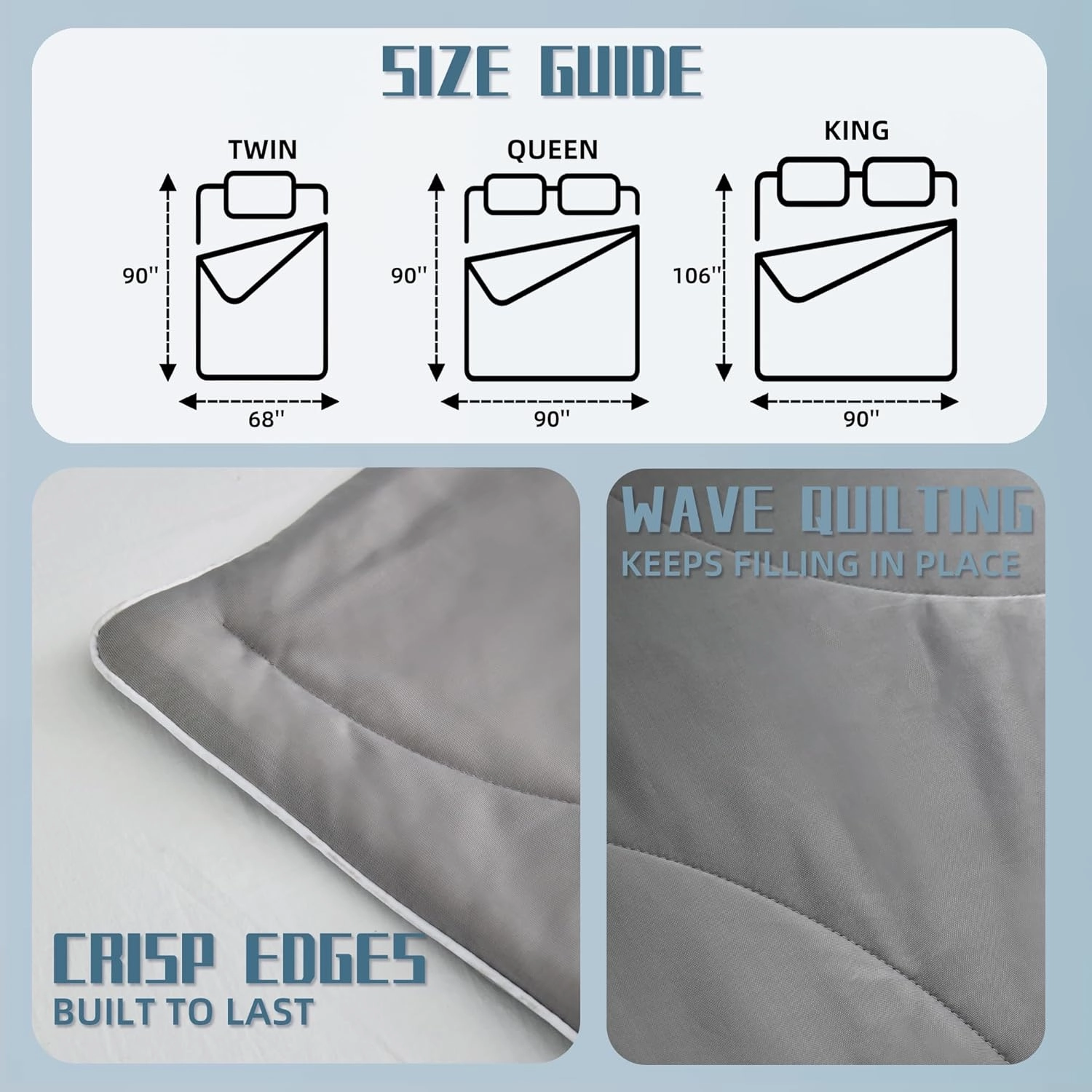 DOWNCOOL Cooling Comforter, Grey Cooling Blanket Queen Size, Cooling Duvet for Hot Sleeper, Breathable Summer Quilt, Lightweight Soft Q-Max>0.4 Arc-Chill Cool Comforter,90"X90"