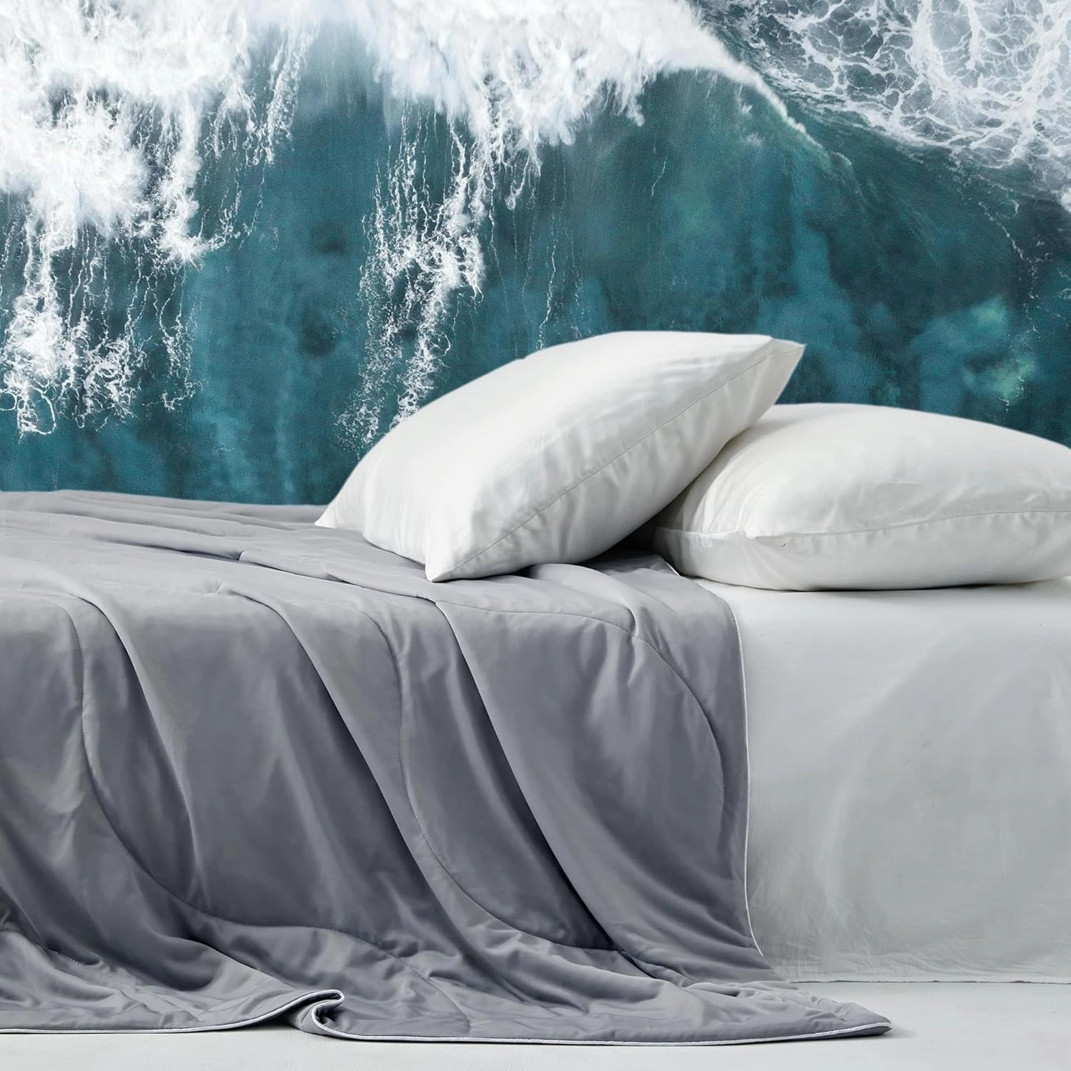 DOWNCOOL Cooling Comforter, Grey Cooling Blanket Queen Size, Cooling Duvet for Hot Sleeper, Breathable Summer Quilt, Lightweight Soft Q-Max>0.4 Arc-Chill Cool Comforter,90"X90"