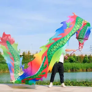 Dragon Poi Chinese Juggling Dragon Scales Ribbon, 3D Dancer Rhythmic Flow Toy, Fitness Streamer Ribbons Performance Set, Flinging Colorful Dragon Poi (Color : Colorful, Size : 8 m/26ft Long)