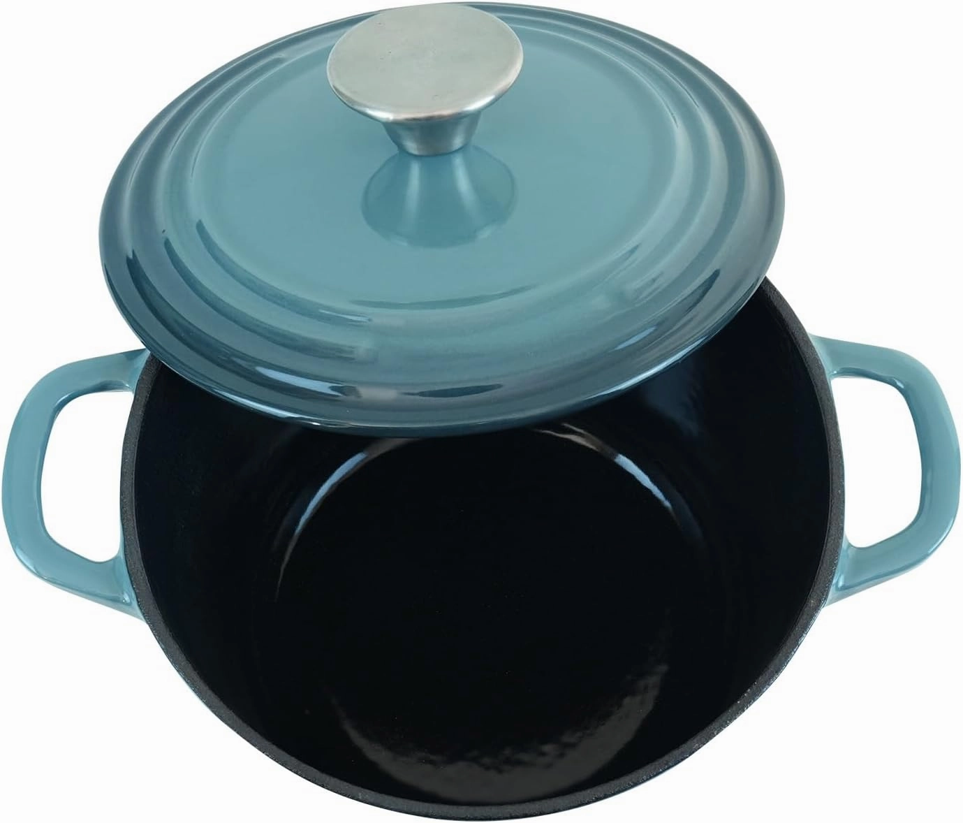 Dutch Oven Pot with Lid 2.8 qt Cast Iron Dutch Oven for Bread Baking Slateblue Enameled Cast Iron Rice Pot with Handels