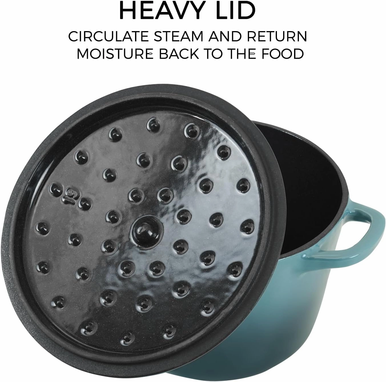Dutch Oven Pot with Lid 2.8 qt Cast Iron Dutch Oven for Bread Baking Slateblue Enameled Cast Iron Rice Pot with Handels