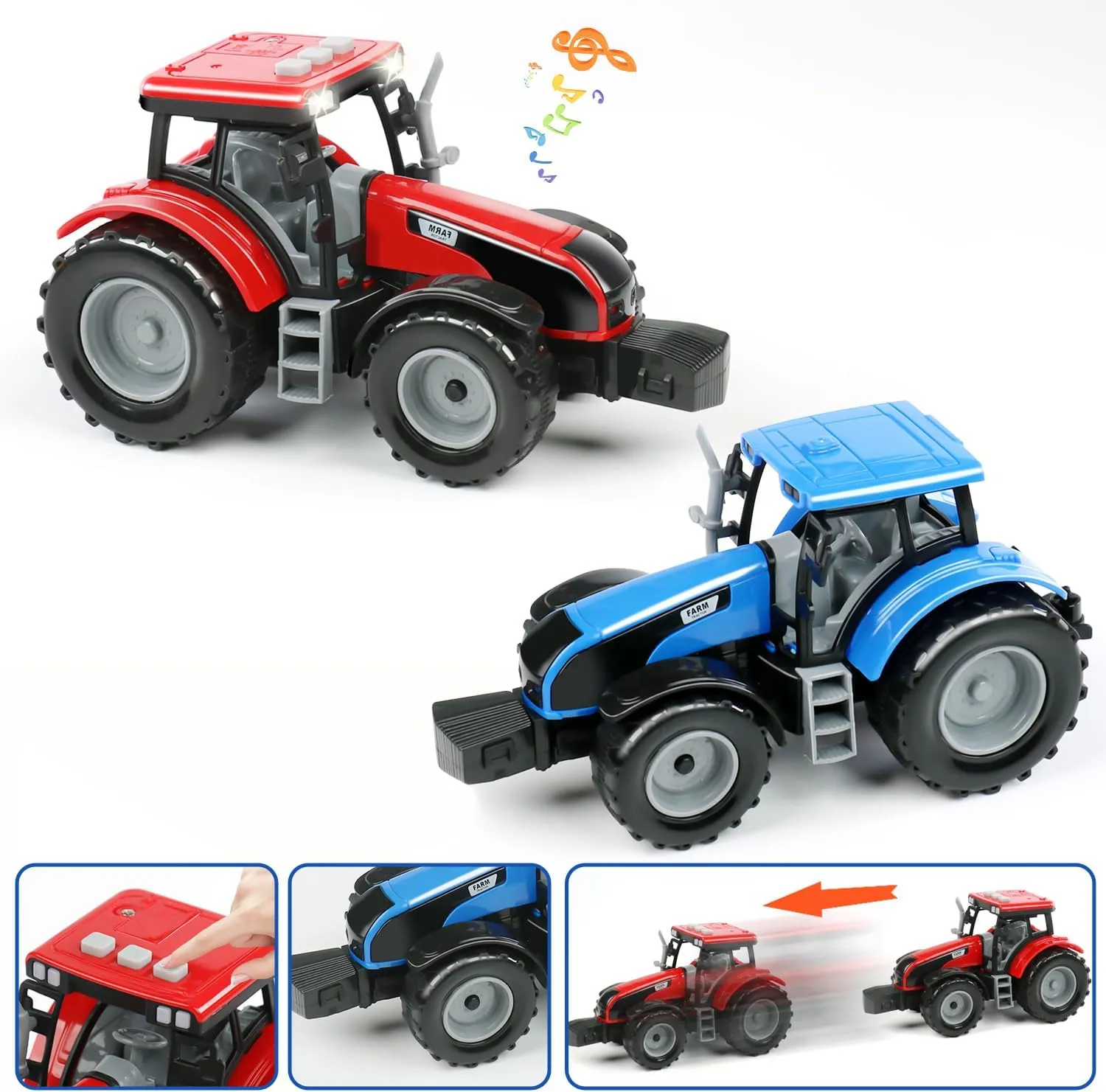 Dwi Dowellin 27" Large Friction Powered Farm Truck Toy with Tractors,Semi Truck Toys for 3 4 5 6 Years Old Toddlers Kids Boys & Girls Gift