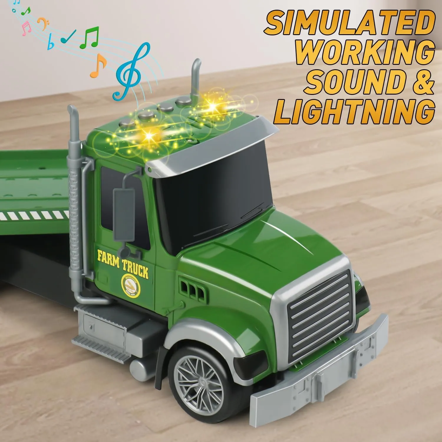 Dwi Dowellin 27" Large Friction Powered Farm Truck Toy with Tractors,Semi Truck Toys for 3 4 5 6 Years Old Toddlers Kids Boys & Girls Gift