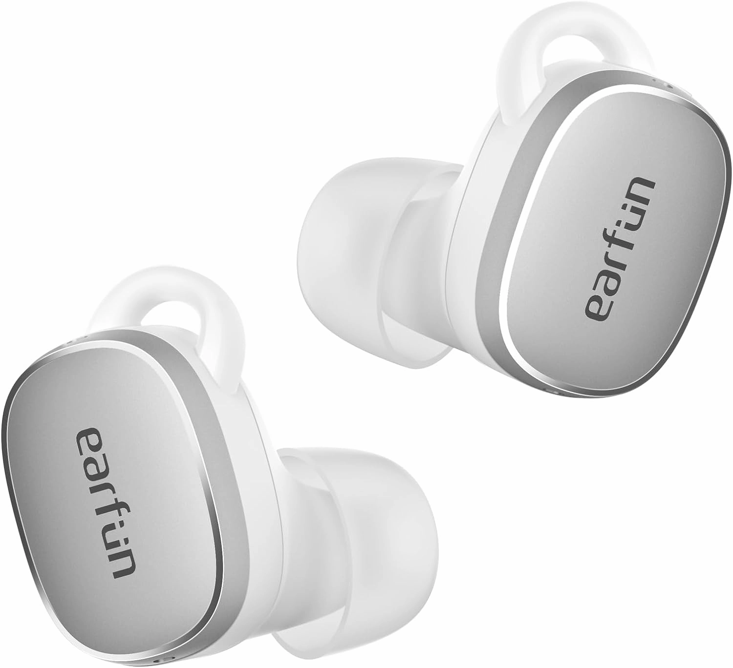 EarFun Free Pro 3 Noise Cancelling Wireless Earbuds, Hi-Res Sound, Snapdragon Sound with Qualcomm aptX™ Adaptive, 6 Mics ENC, Bluetooth 5.3 Earbuds, Multipoint Connection, Custom EQ App, Silver White