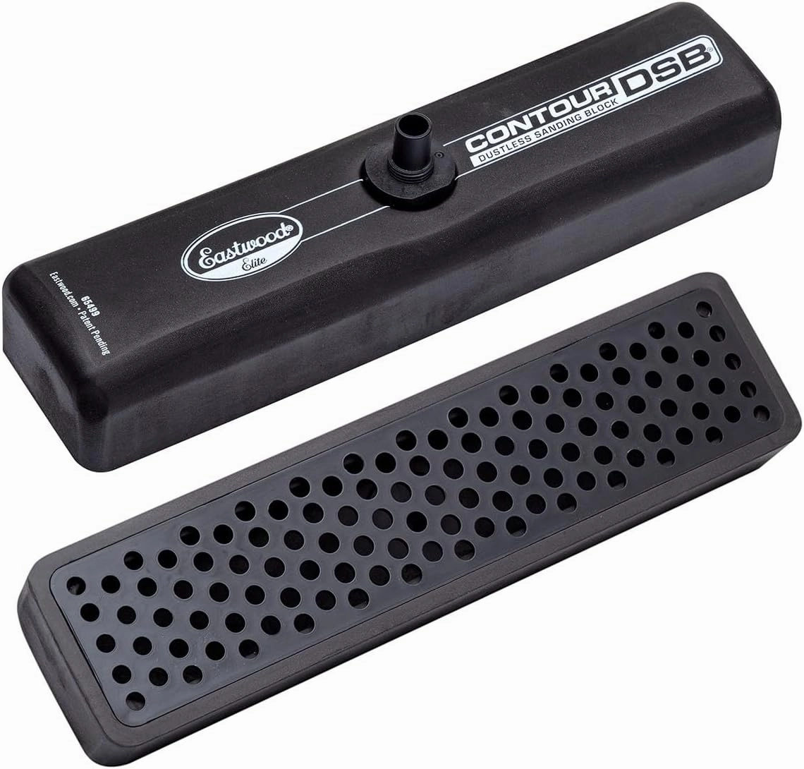 Eastwood Elite Contour DSB Dustless Auto Body Sanding Block Kit | DIY Automotive Sanding Blocks and Contour Hand Sander for Drywall & Autobody Paint Works | 3 Sanders, Hose & 80 Grit Sandpaper Roll