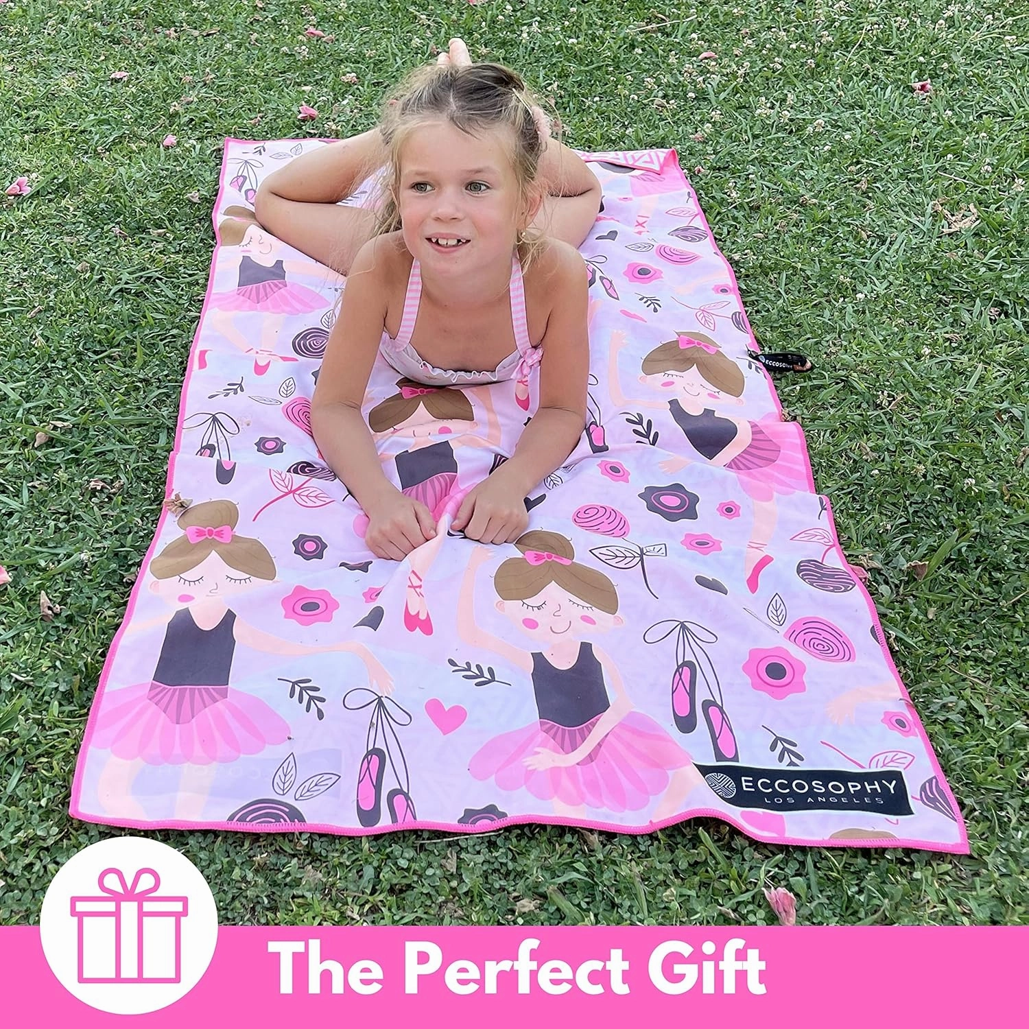 ECCOSOPHY Microfiber Kids Beach Towels & Pouch 60"x30" for Girls & Boys - Quick Dry Pool Towels - Sand Free Beach Blanket for Travel - Camping - Vacation - Toallas Playas