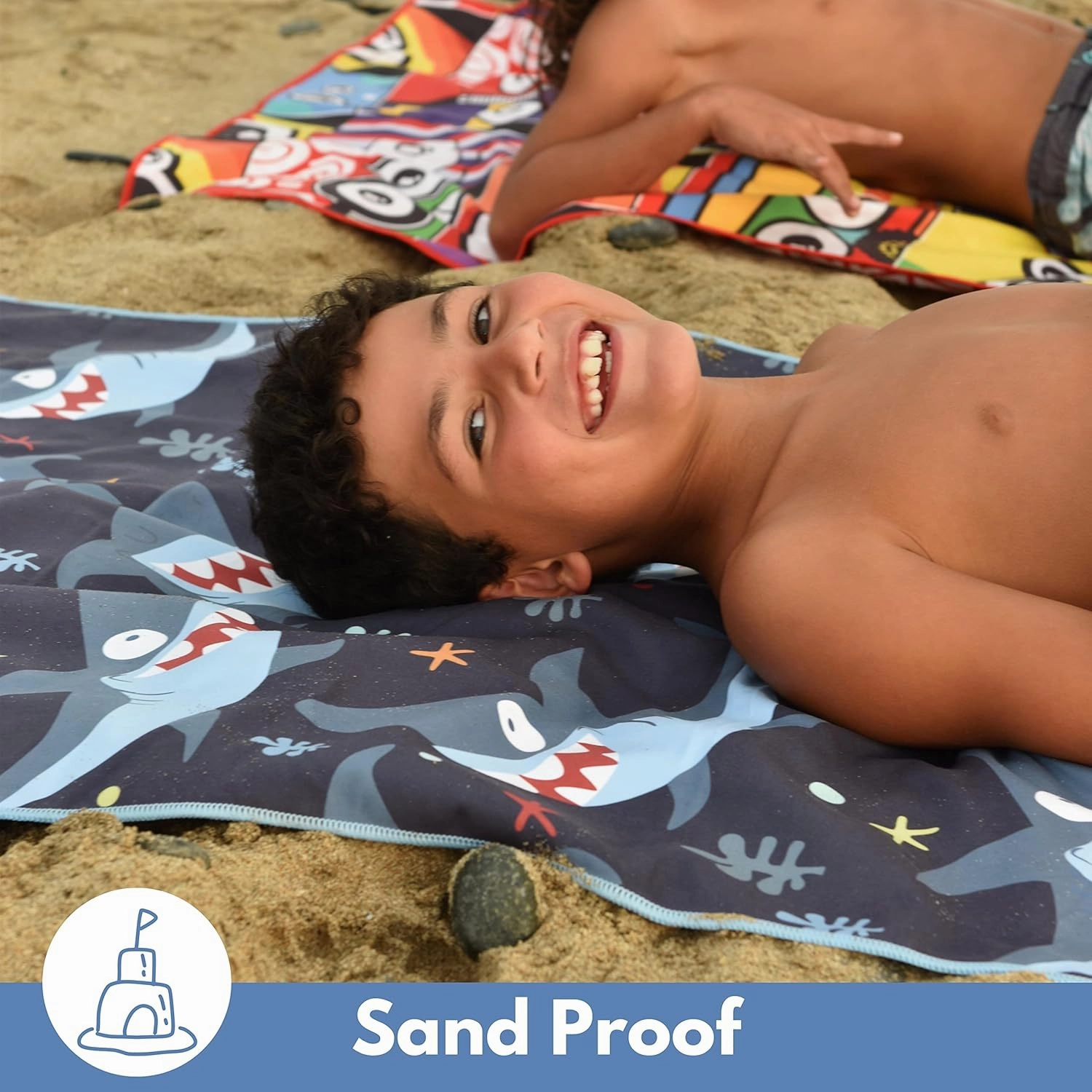 ECCOSOPHY Microfiber Kids Beach Towels & Pouch 60"x30" for Girls & Boys - Quick Dry Pool Towels - Sand Free Beach Blanket for Travel - Camping - Vacation - Toallas Playas