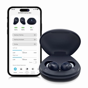 Edifier Mini Hearing Aids, Bluetooth Hearing Aids for Seniors, Rechargeable OTC Smart Hearing Aid with Noise Cancellation, Comfortable Fit and Nearly Invisible, App Control, Superior Sound Quality