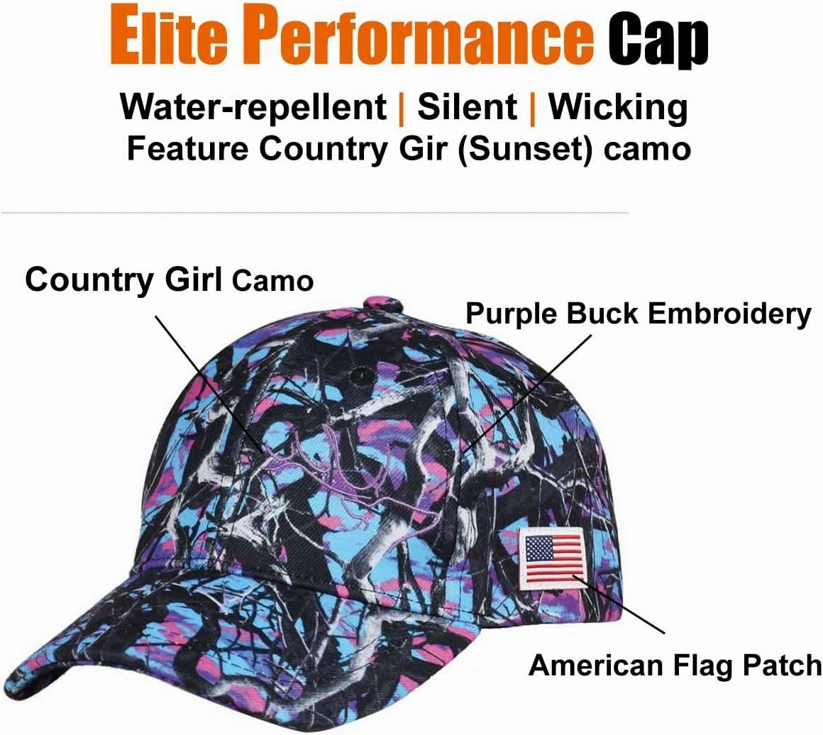 EDTREK Elite Youth High Performance Hunting Hat - Boys Girls Kids Camo Hat and Blaze Orange Baseball Cap
