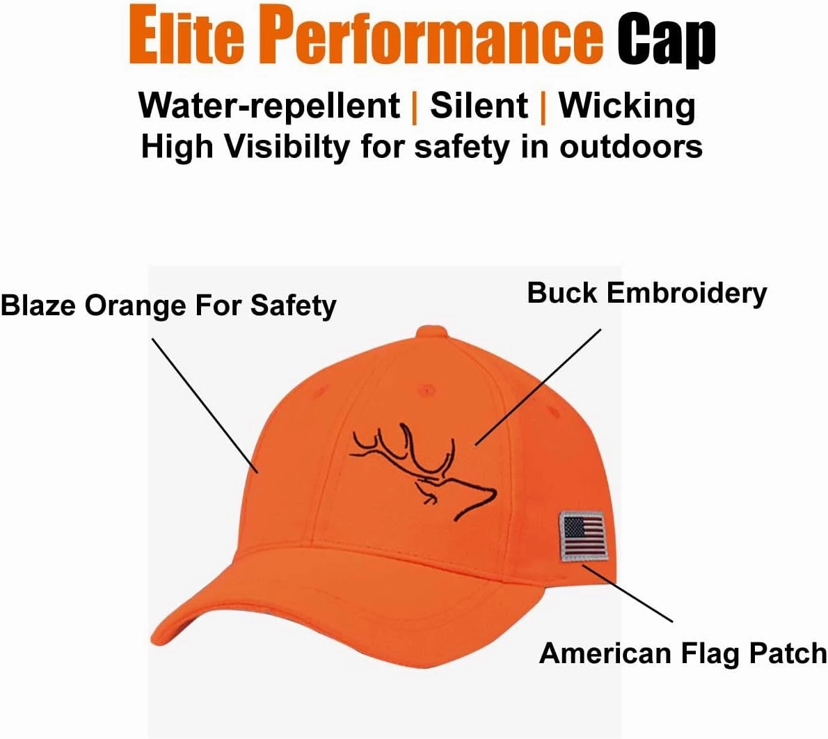 EDTREK Elite Youth High Performance Hunting Hat - Boys Girls Kids Camo Hat and Blaze Orange Baseball Cap