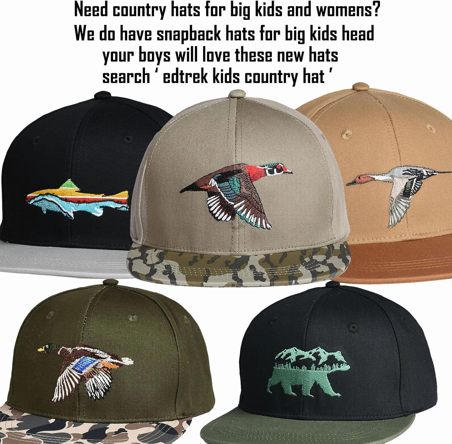 EDTREK Elite Youth High Performance Hunting Hat - Boys Girls Kids Camo Hat and Blaze Orange Baseball Cap