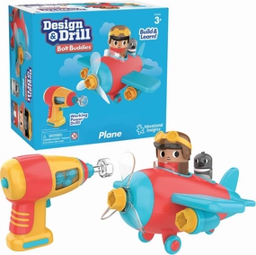 Educational Insights Design & Drill Bolt Buddies Plane - Construction Toys & Toddler Tools, Kids Tool Set with Real Electric Drill Toy, Take Apart STEM Set, Building Kits and Gifts for Ages 3 