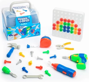 Educational Insights Design & Drill Toolbox - Construction Toys & Toddler Tools, Kids Tool Set with Real Electric Drill Toy, Kids Tool Box, Toddler Building Toys for Girls and Boys Ages 3 