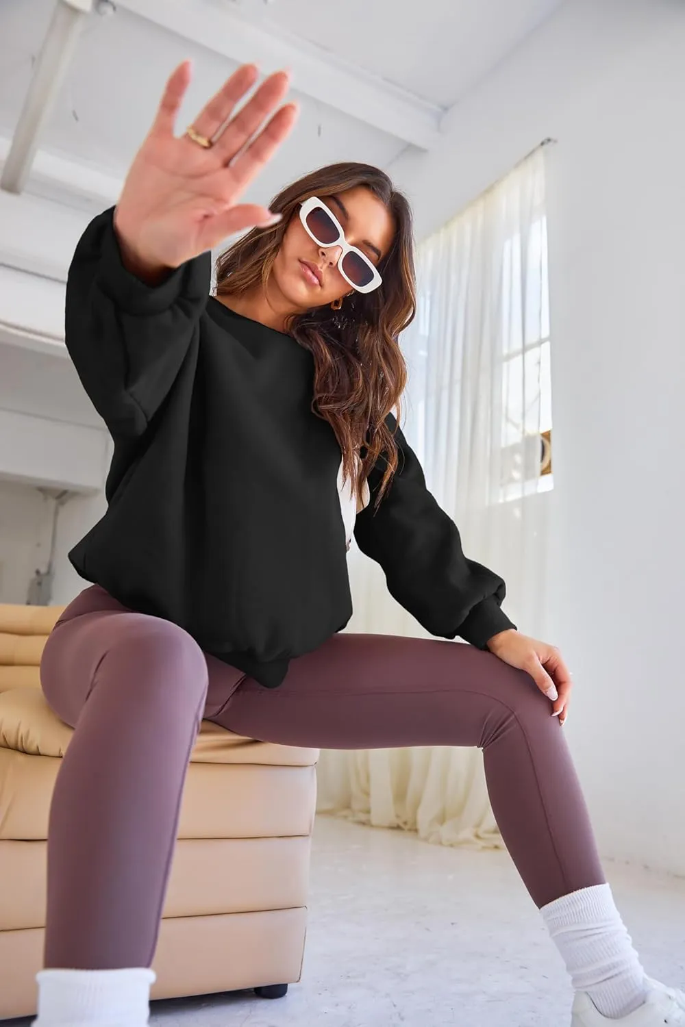 EFAN Womens Oversized Sweatshirts Crewneck y2k Hoodies Fall Fashion Outfits Teen Girls Cute Sweater 2025 Winter Clothes
