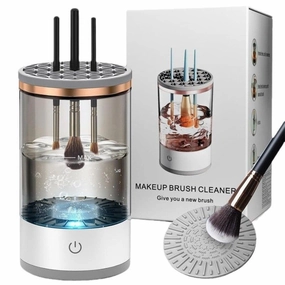 Efficient Electric Makeup Brush Cleaner Machine, Automatic Makeup Brush Cleaner for 3-4 Brushes at a Time, 7000 RPM Ensures Thorough Cleaning, Includes Silicone Pad