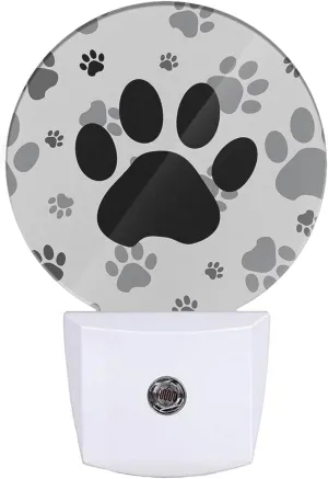 EKOBLA Cute Dog Paw Night Light Black and Gray Paws Night Lights Plug into Wall for Boys Girls, Led Lamp for Stairway/Hallway/Bedroom 0.5W Nightlight Sleep Friendly