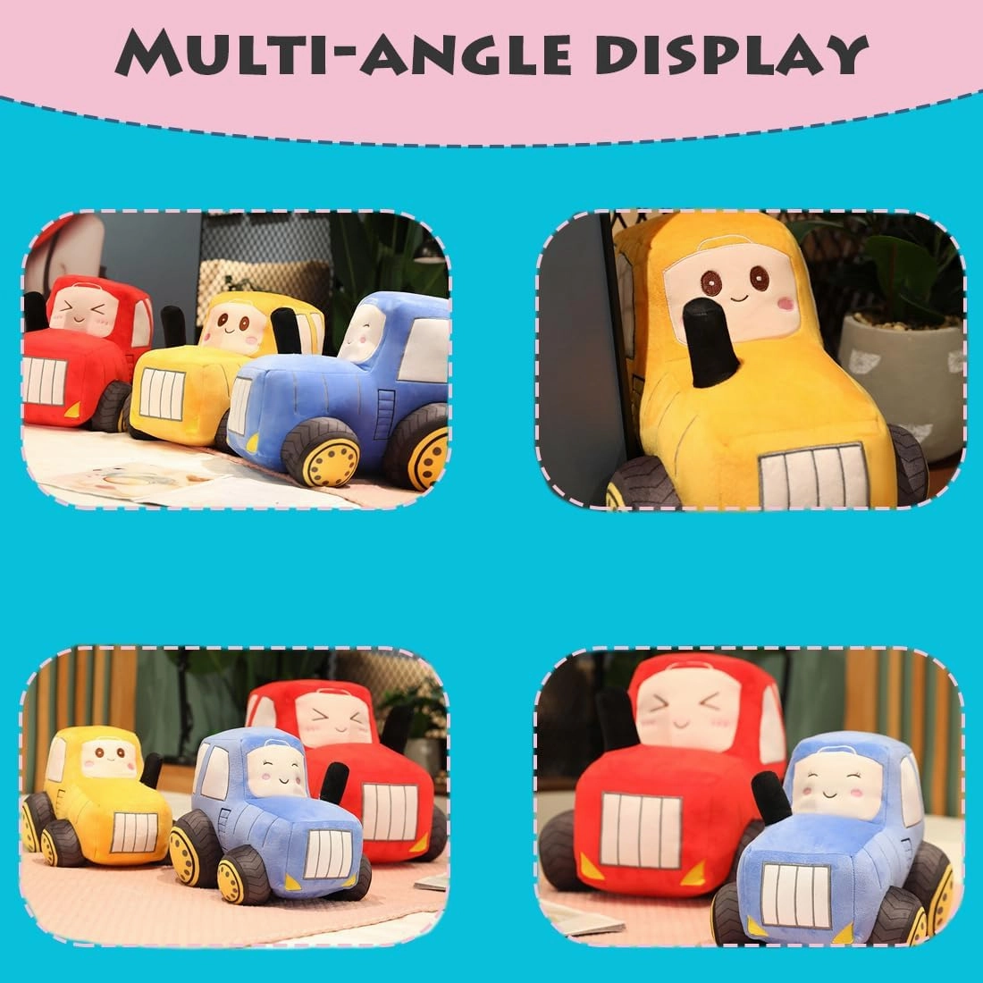 ELAINREN Cute Blue Tractor Stuffed Truck Toy Simulation Farm Tractor Plush Car Doll Gifts/22x30x20cm