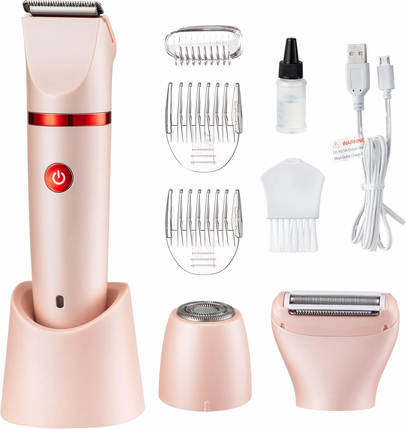 Electric Bikini Trimmer Shaver for Women - Pubic Hair Razors Shaver, 3 in 1 Bikini Trimmer Removal Set for Women's Body Face Lip Chin Underarm Legs Arm, IPX7 Waterproof Wet Dry Rechargeable Painless