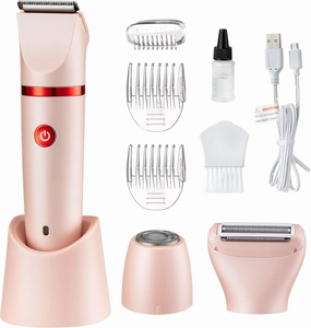 Electric Bikini Trimmer Shaver for Women - Pubic Hair Razors Shaver, 3 in 1 Bikini Trimmer Removal Set for Women's Body Face Lip Chin Underarm Legs Arm, IPX7 Waterproof Wet Dry Rechargeable Painless