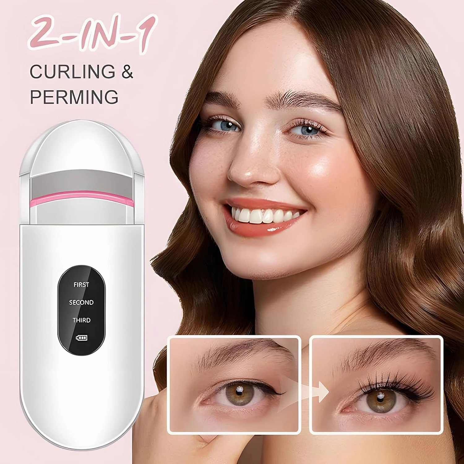 Electric Heated Eyelash Curlers, 2024 New 2-in-1 Curling & Perming Rechargeable Lash Curler, Portable Electric Eyelash Curler, Long-Lasting Styling Eyelash Curler, Great for Women (1PCS)