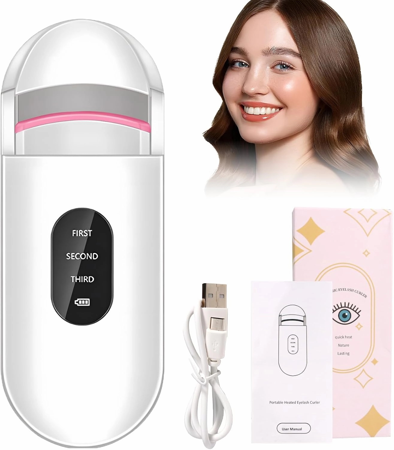 Electric Heated Eyelash Curlers, 2024 New 2-in-1 Curling & Perming Rechargeable Lash Curler, Portable Electric Eyelash Curler, Long-Lasting Styling Eyelash Curler, Great for Women (1PCS)