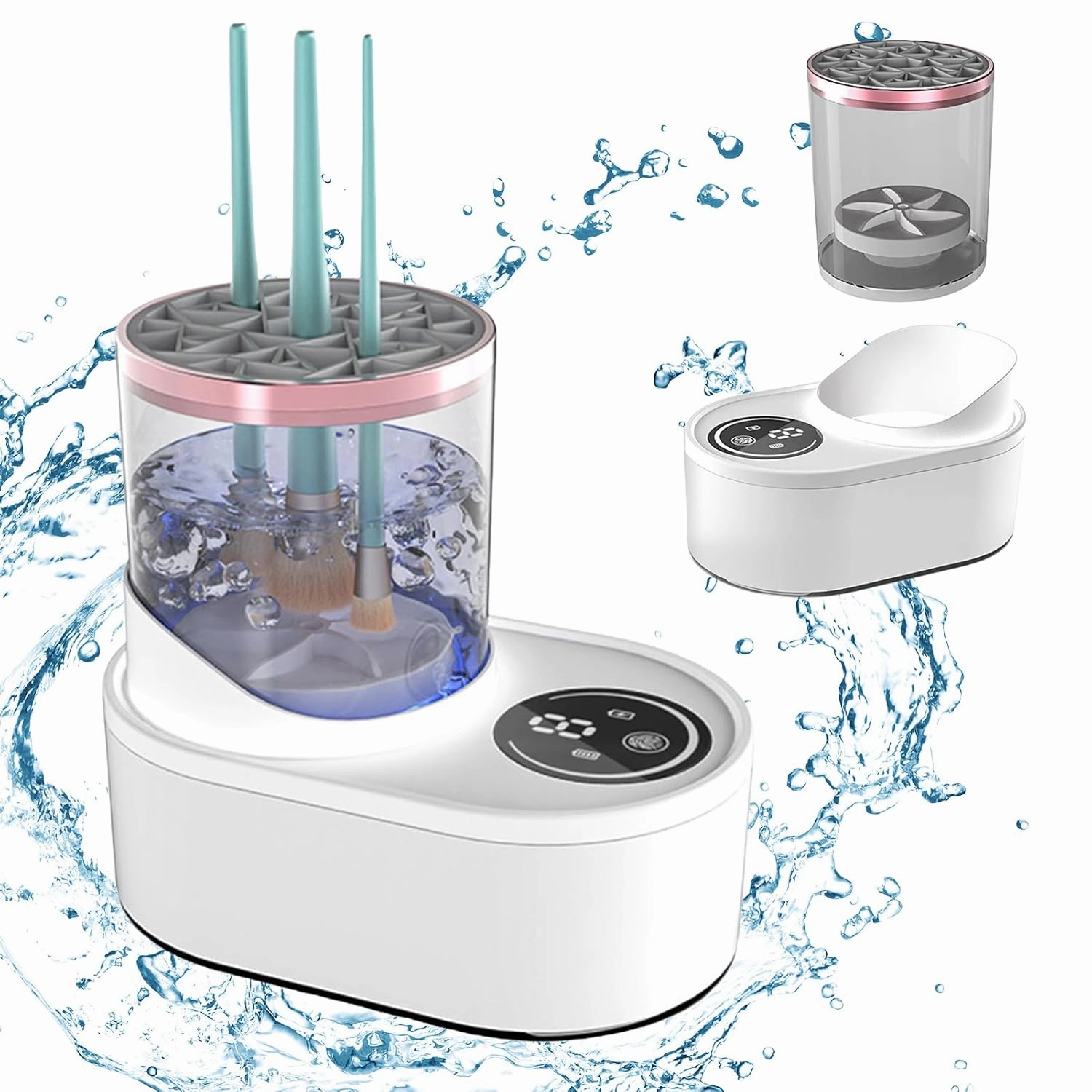 Electric Makeup Brush Cleaner Machine, Detachable USB Rechargeable Automatic Cosmetic Brush Cleaning Machine, Beauty Brush Dryer Holder Container Washing Tools for Brushes (Charging)