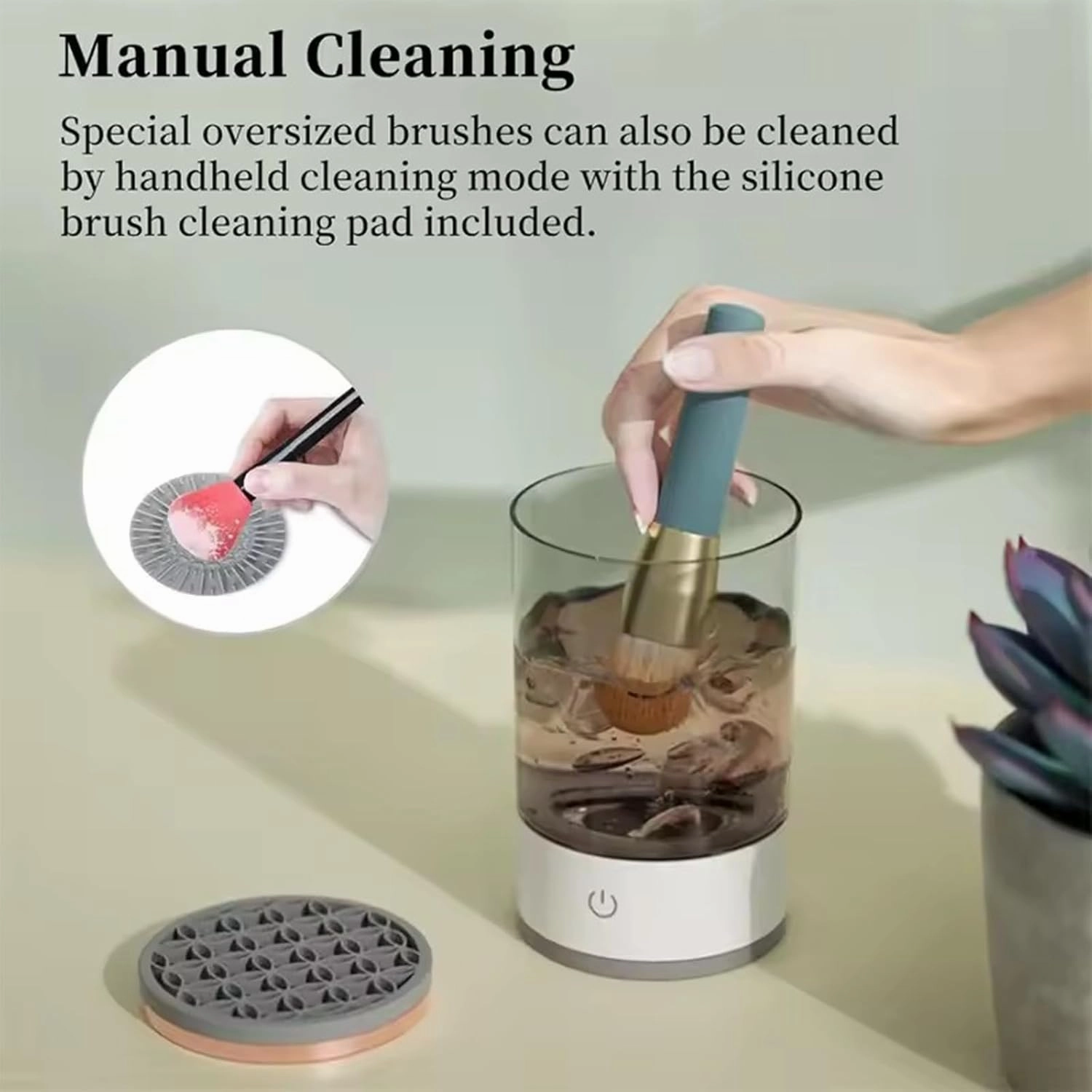 Electric Makeup Brush Cleaner, Rinse Hero Rechargeable Brush Cleaner Machine, 2 in 1 Efficient Beauty Cosmetic Brush Washer, Automatic Spinning Makeup Brush Cleaner (Transparent,Charging)