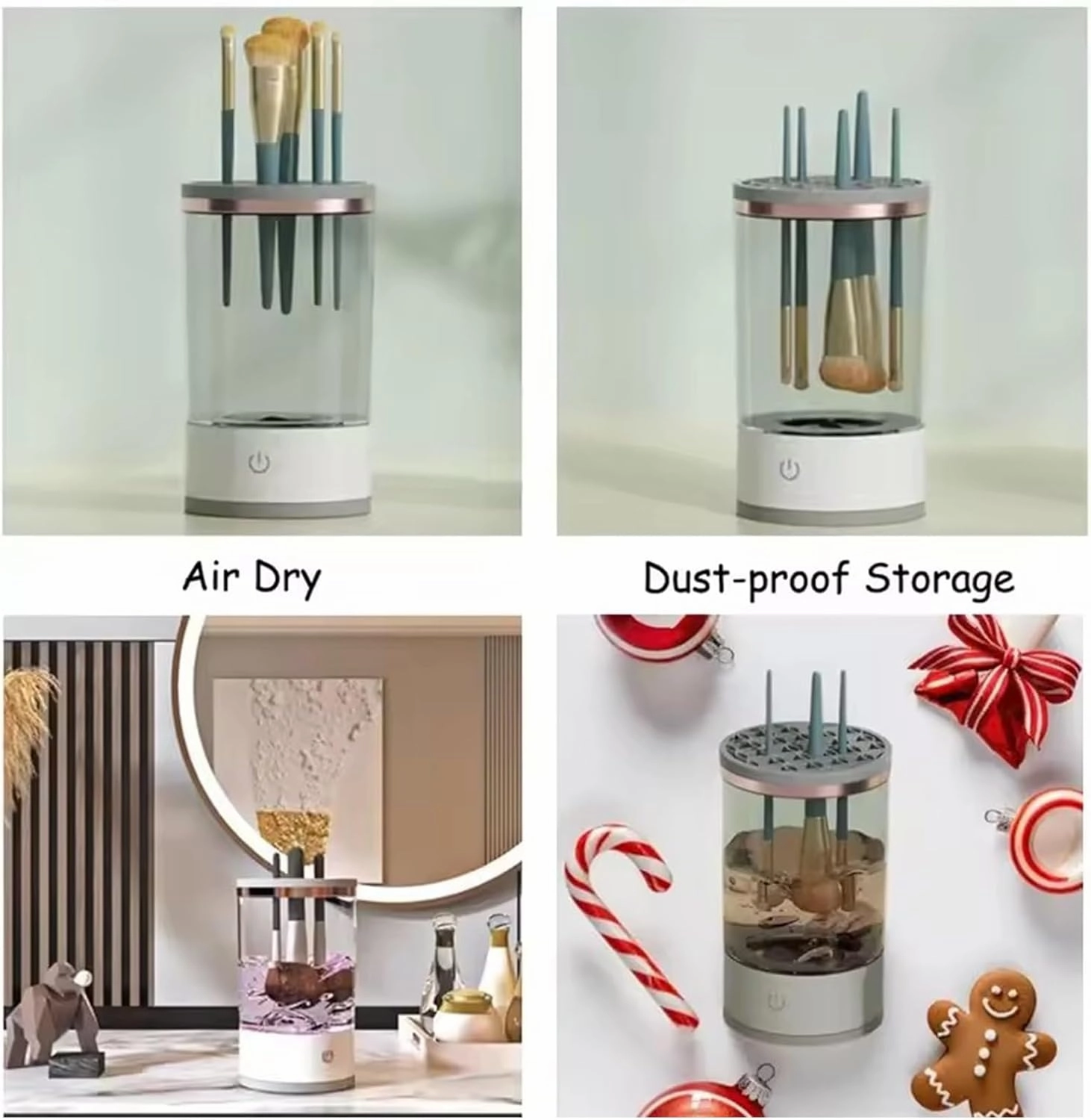 Electric Makeup Brush Cleaner, Rinse Hero Rechargeable Brush Cleaner Machine, 2 in 1 Efficient Beauty Cosmetic Brush Washer, Automatic Spinning Makeup Brush Cleaner (Transparent,Charging)