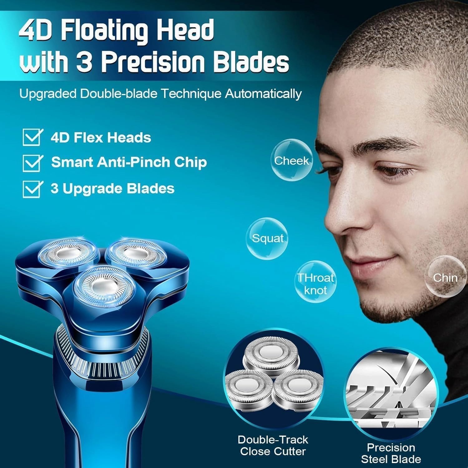Electric Razor for Men, New Upgrade Men’s Electric Shavers Rotary LED Display/Waterproof/Rechargeable, Shaver for Men Cordless Floating Head Replaceable Blades, Portable Razor Mens