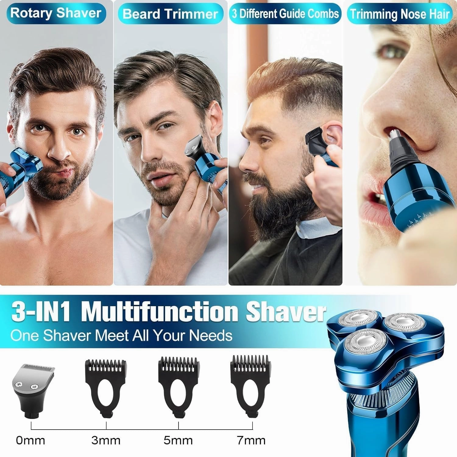Electric Razor for Men, New Upgrade Men’s Electric Shavers Rotary LED Display/Waterproof/Rechargeable, Shaver for Men Cordless Floating Head Replaceable Blades, Portable Razor Mens