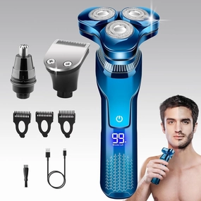 Electric Razor for Men, New Upgrade Men’s Electric Shavers Rotary LED Display/Waterproof/Rechargeable, Shaver for Men Cordless Floating Head Replaceable Blades, Portable Razor Mens