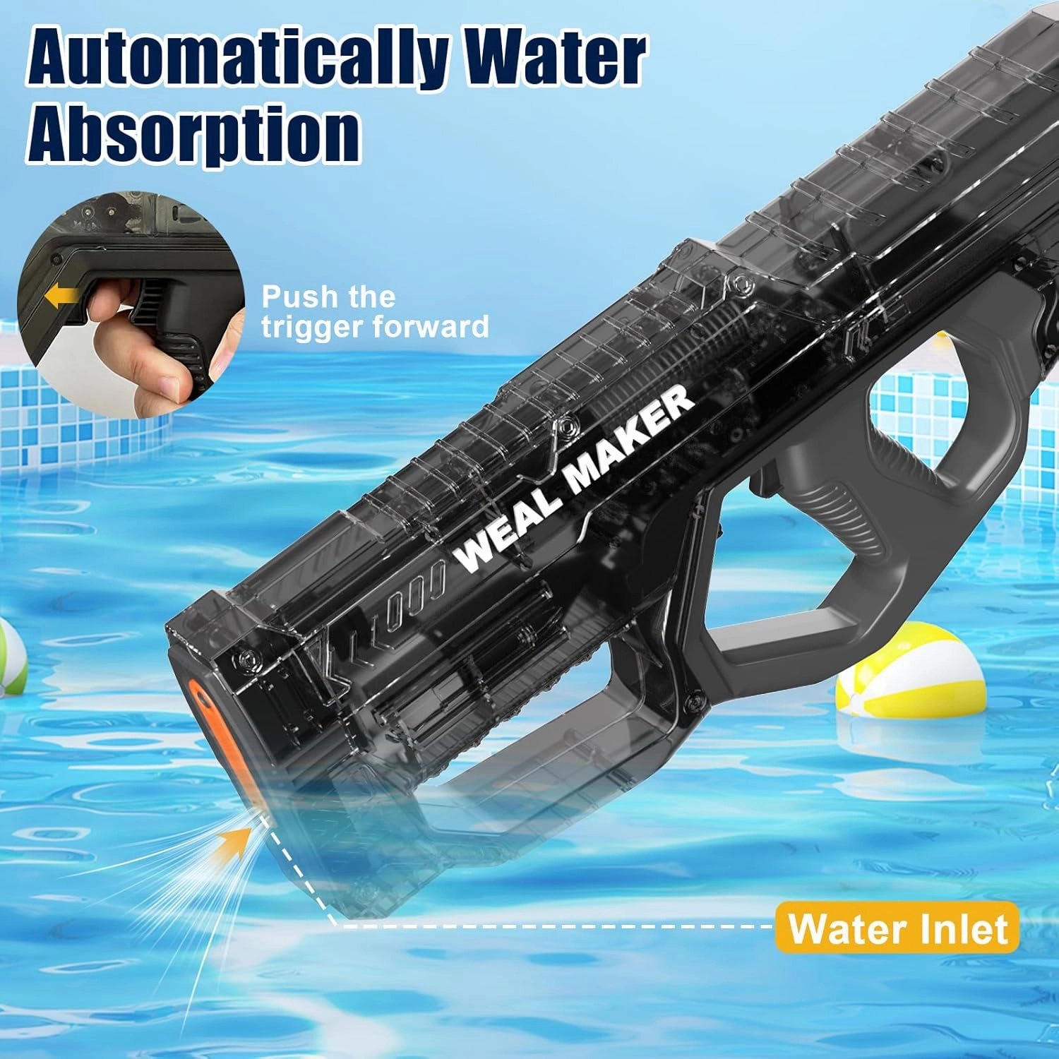 Electric Water Gun,Full Automatic High Powered Squirt Guns Up to 28-32FT Range,300  Continuous Water Pistol for Adults/Kids
