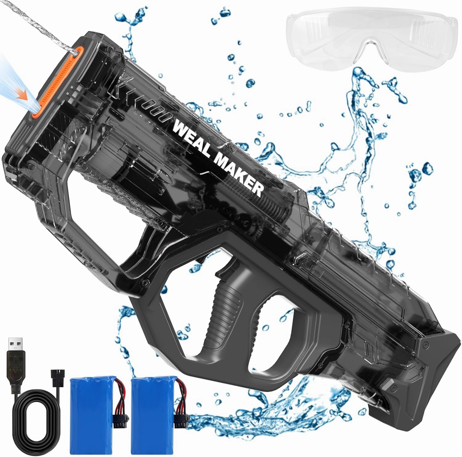 Electric Water Gun,Full Automatic High Powered Squirt Guns Up to 28-32FT Range,300  Continuous Water Pistol for Adults/Kids