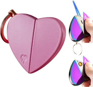 Electronic Lighter, Jet Flame Torch Lighter Electric Lighter Refillable Butane 2 in 1,Cool Windproof Lighter USB Rechargeable Infinity,Creative Love Lighter for Women Lady Girls Outdoor Indoor (Pink)