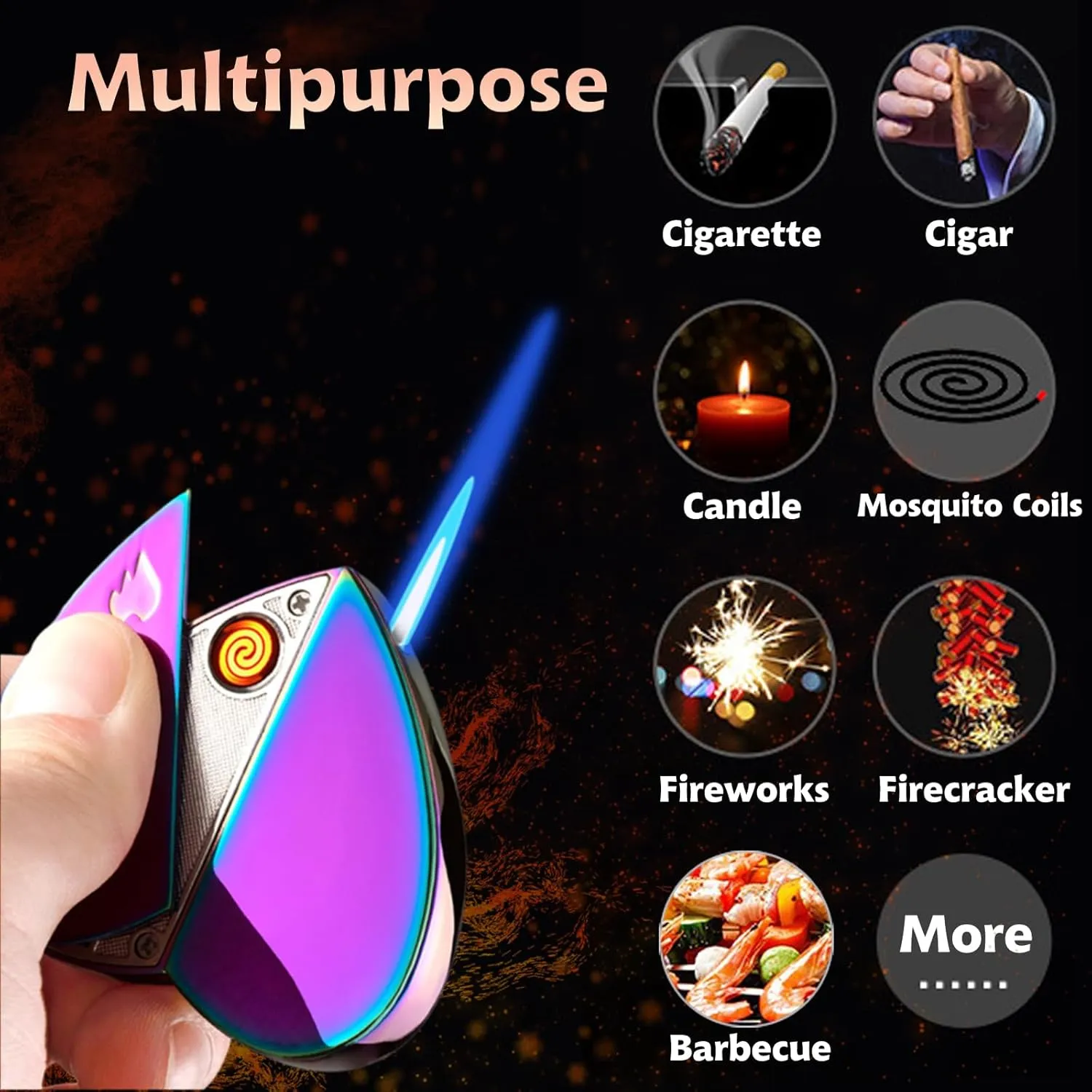 Electronic Lighter, Jet Flame Torch Lighter Electric Lighter Refillable Butane 2 in 1,Cool Windproof Lighter USB Rechargeable Infinity,Creative Love Lighter for Women Lady Girls Outdoor Indoor (Pink)