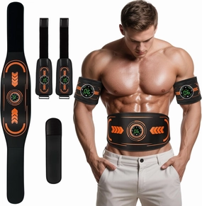 Electronic Muscle Stimulator with TENS & PMS Functions, Ab Belt Muscle Stimulator, Abs Stimulator Abdominal for Workout, Fitness, Strength Training, Pain Relief