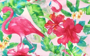 Elrene Home Fashions Tropical Forest Flowers and Pink Flamingos Sunset Vinyl Flannel Back Tablecloth (52" x 90" Oblong)