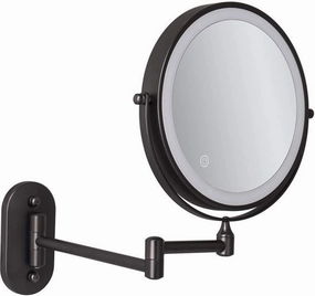 ELTOX Wall Mounted Makeup Mirror LED Touch Screen Adjustable with 3 Color Lights Double Sided 1X/5X Magnifying Vanity Mirror (Color : Black)