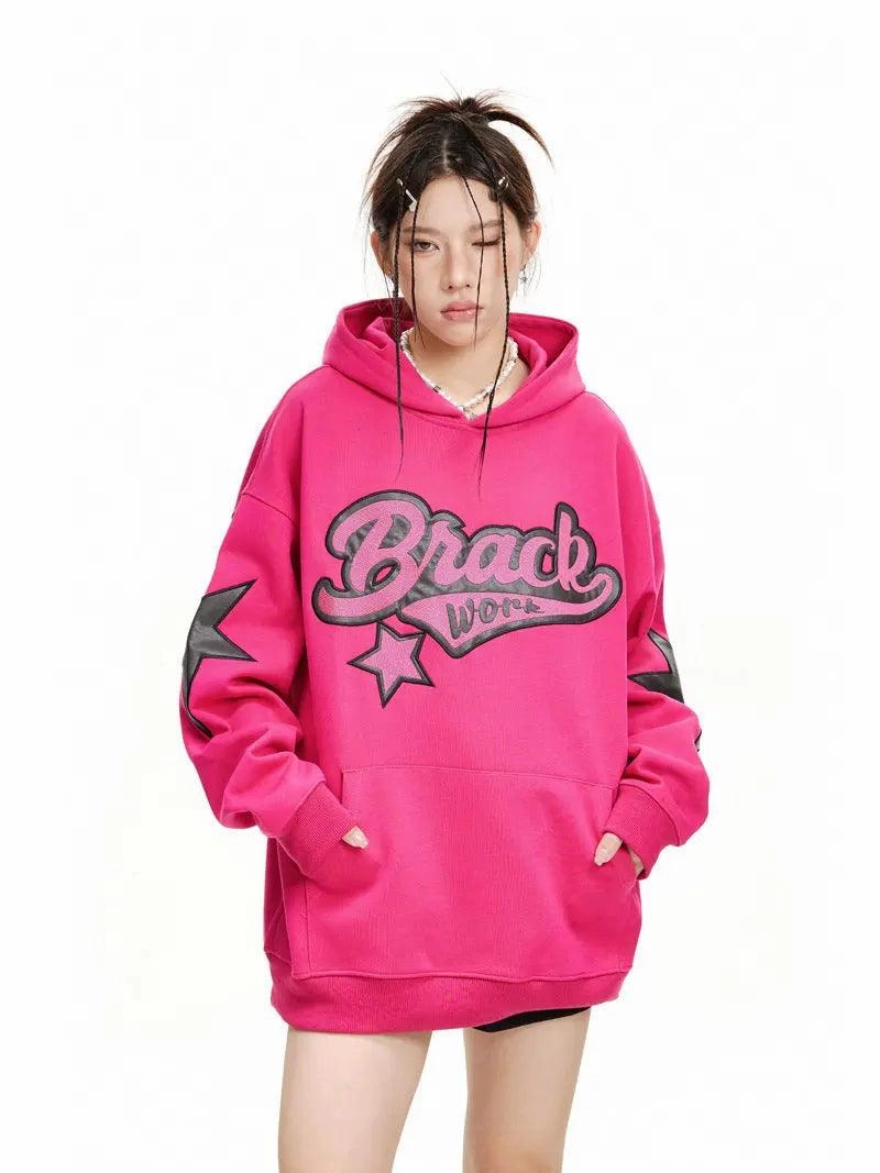 Embroidered Alphabet Hooded Sweater