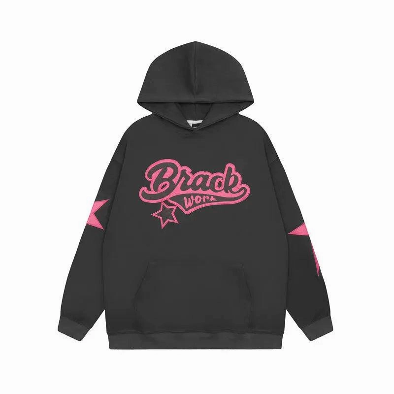 Embroidered Alphabet Hooded Sweater